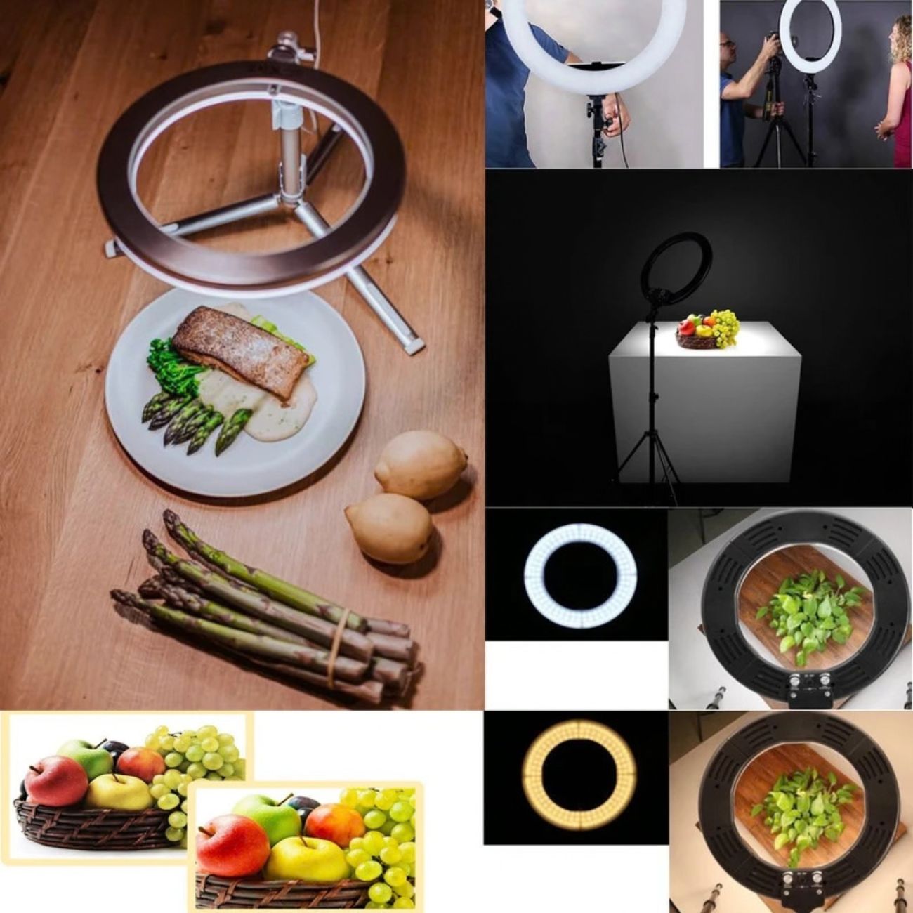 نمای استفاده مختلف رینگ لایت LJJ-26 RGB-26cm Ring Light