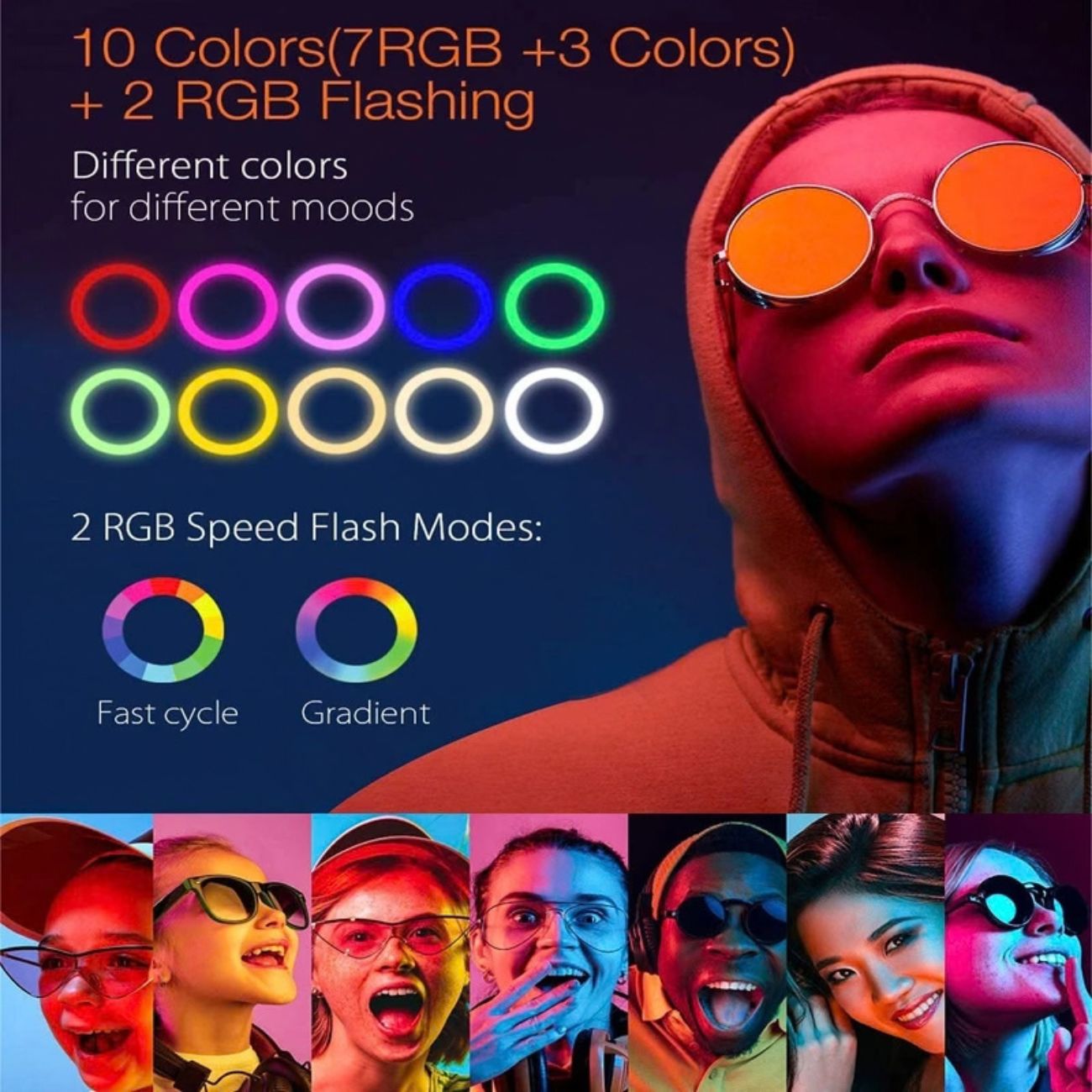 نمای رنگ ها رینگ لایت LJJ-26 RGB-26cm Ring Light
