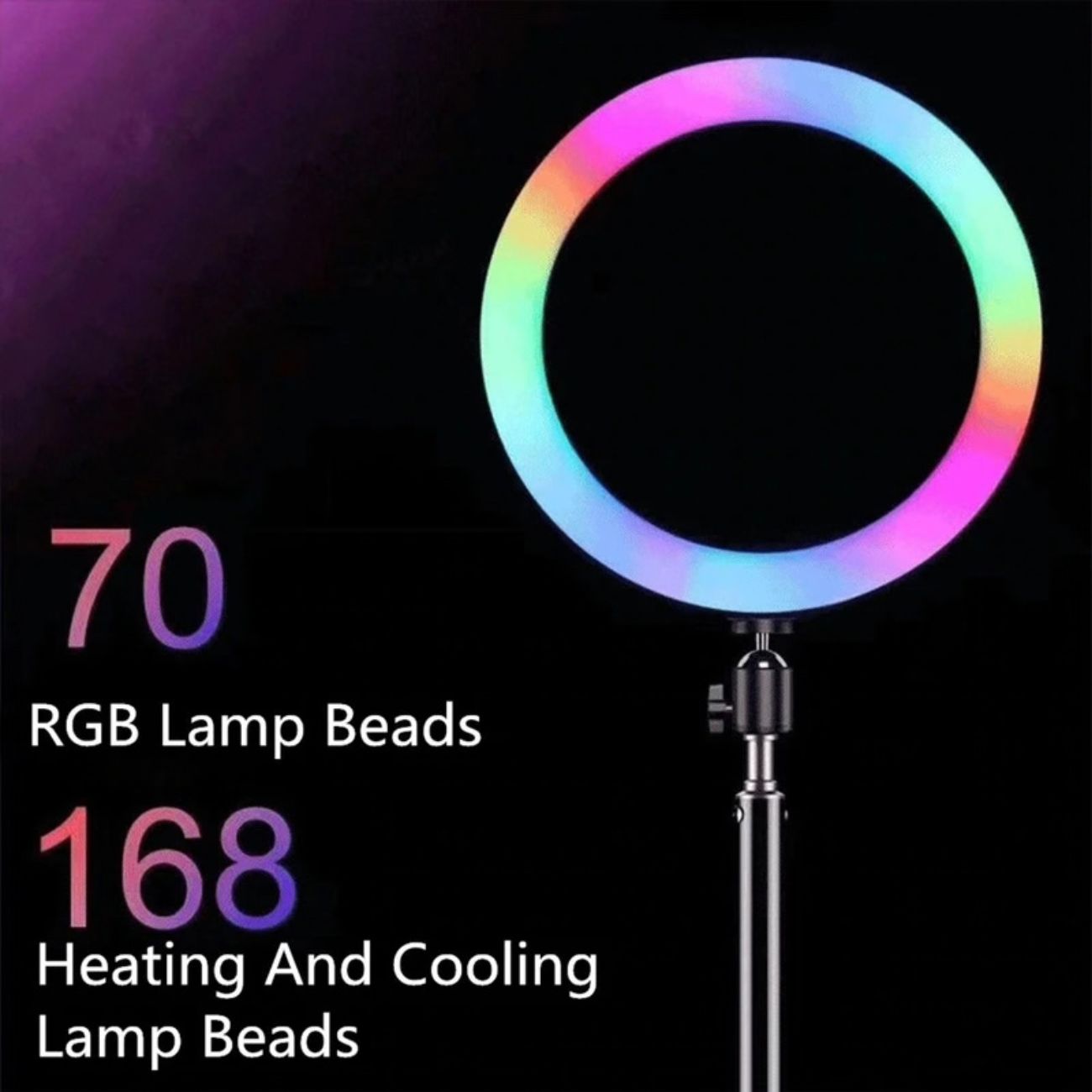 نمای کامل رینگ لایت LJJ-26 RGB-26cm Ring Light