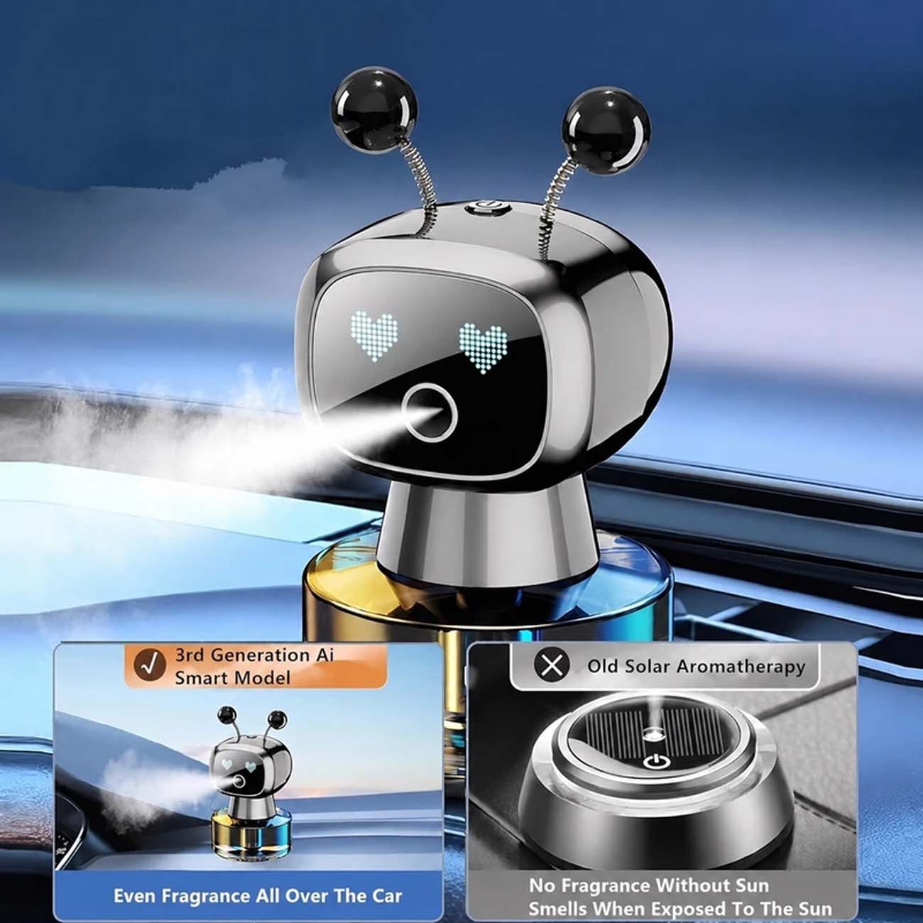 نمای کاربردی خوشبوکننده خودرو مدل ربات هوشمند LANXUAN Smart Robot Car Air Freshener