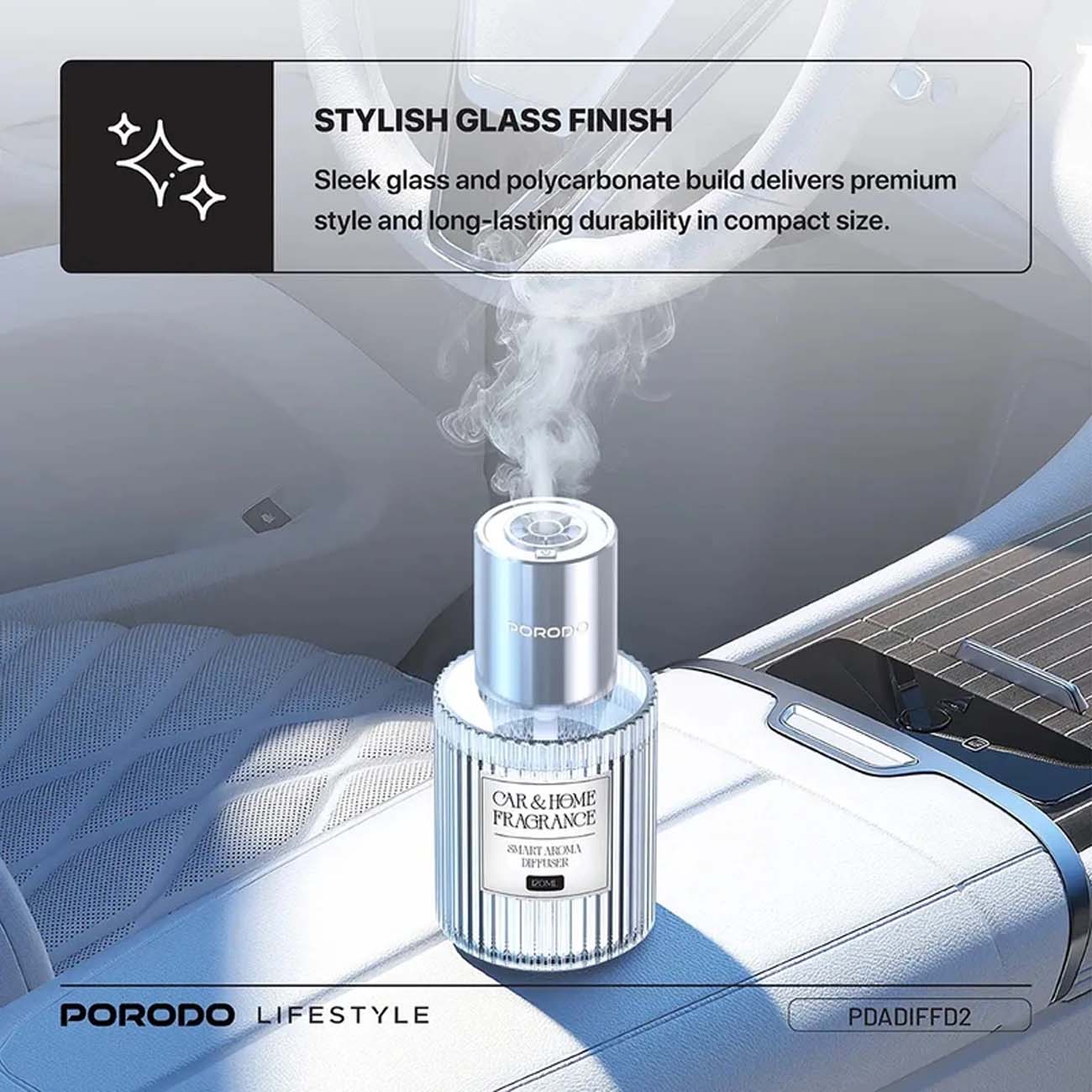 نمای کاربردی خوشبوکننده هوشمند پرودو Porodo PDADIFFD2 Grasse Smart Car & Home Aroma Diffuser