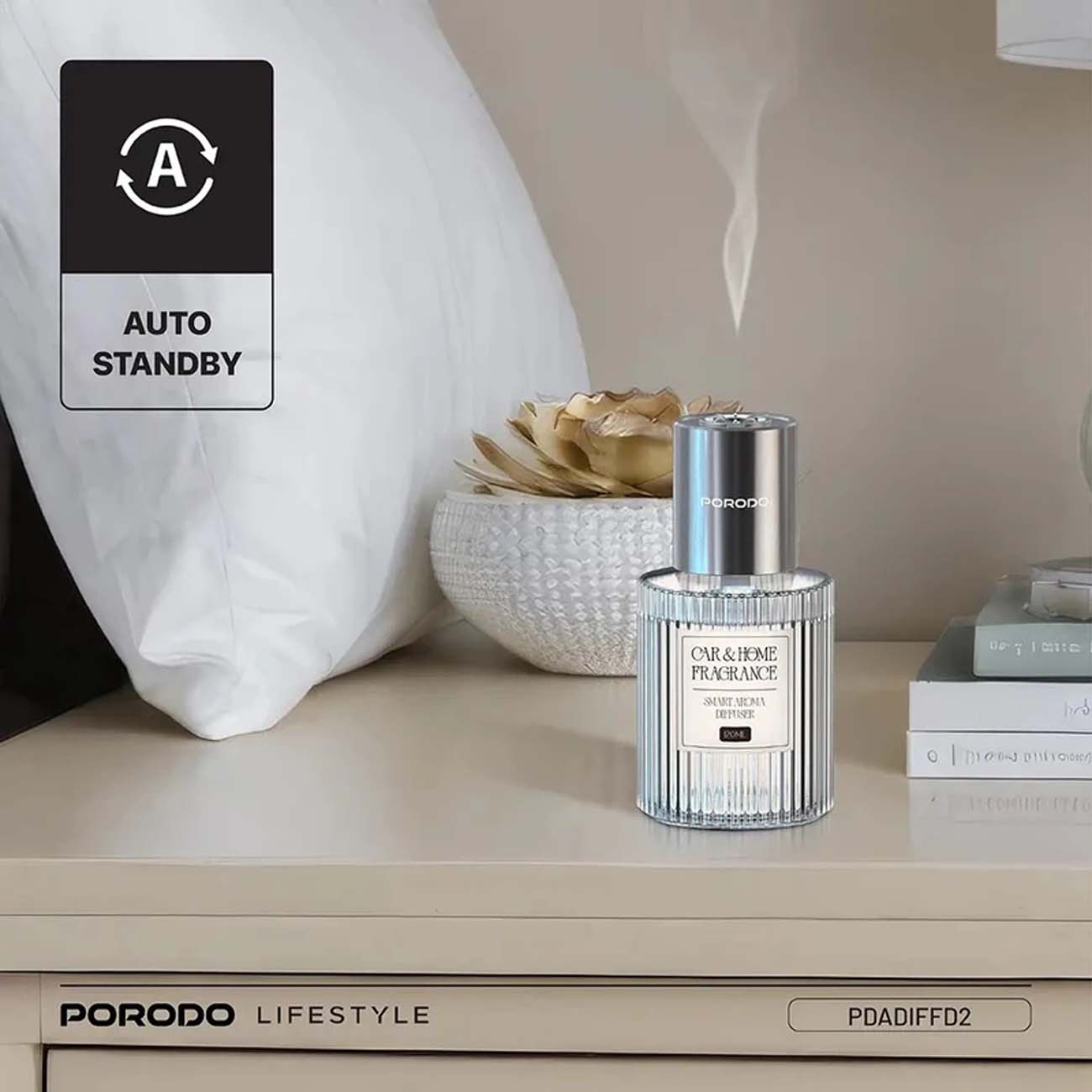 نمای کاربردی از خوشبوکننده هوشمند پرودو Porodo PDADIFFD2 Grasse Smart Car & Home Aroma Diffuser