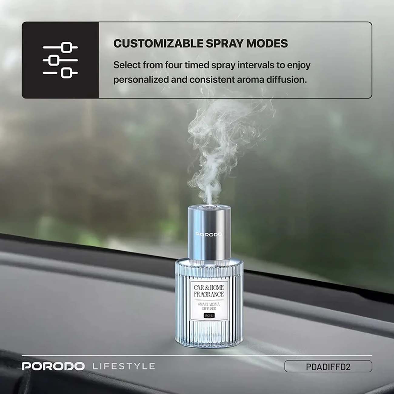 نمای توضیحات خوشبوکننده خودرو پرودو Porodo PDADIFFD2 Grasse Smart Car & Home Aroma Diffuser