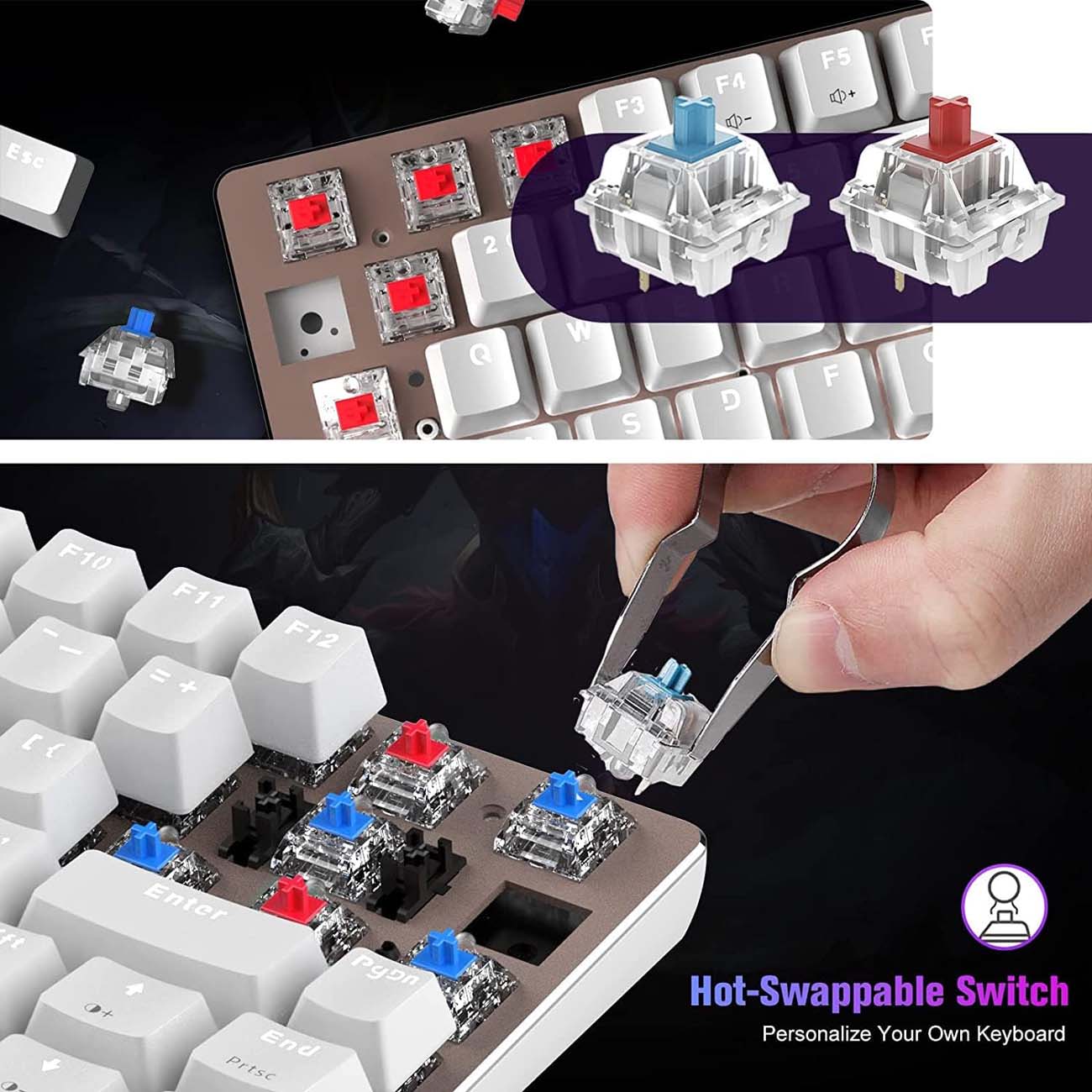 نمای کاربردی کیبورد مکانیکال گیمینگ FELiCON AK33 Mechanical Gaming Keyboard with White LED Backlit