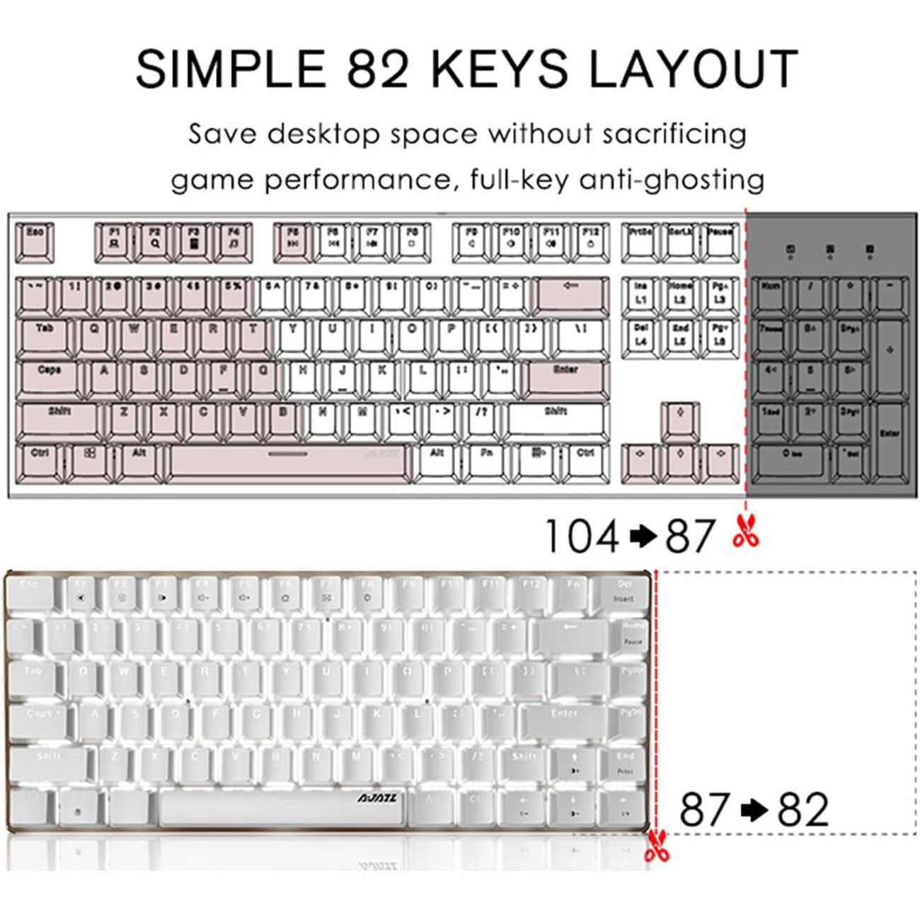 نمای توضیحات کیبورد مکانیکال گیمینگ FELiCON AK33 Mechanical Gaming Keyboard with White LED Backlit