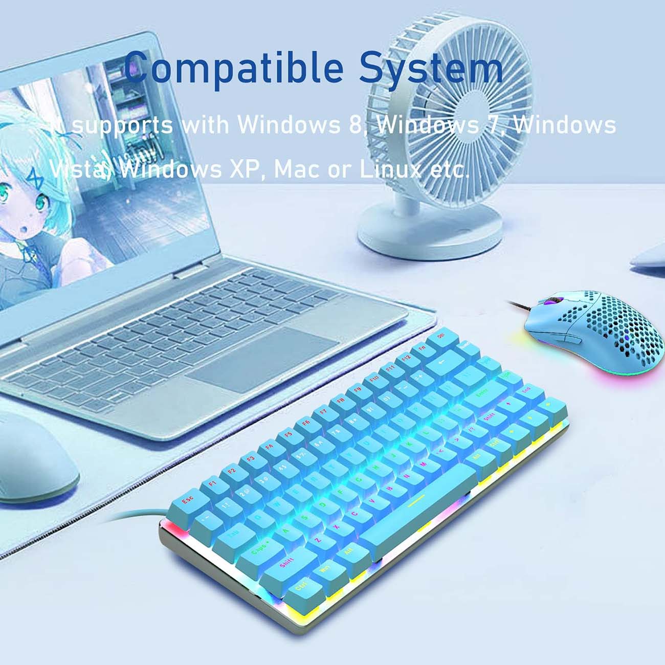 نمای کاربردی از کیبورد گیمینگ FELiCON AK33 Mechanical Gaming Keyboard with RGB Backlit