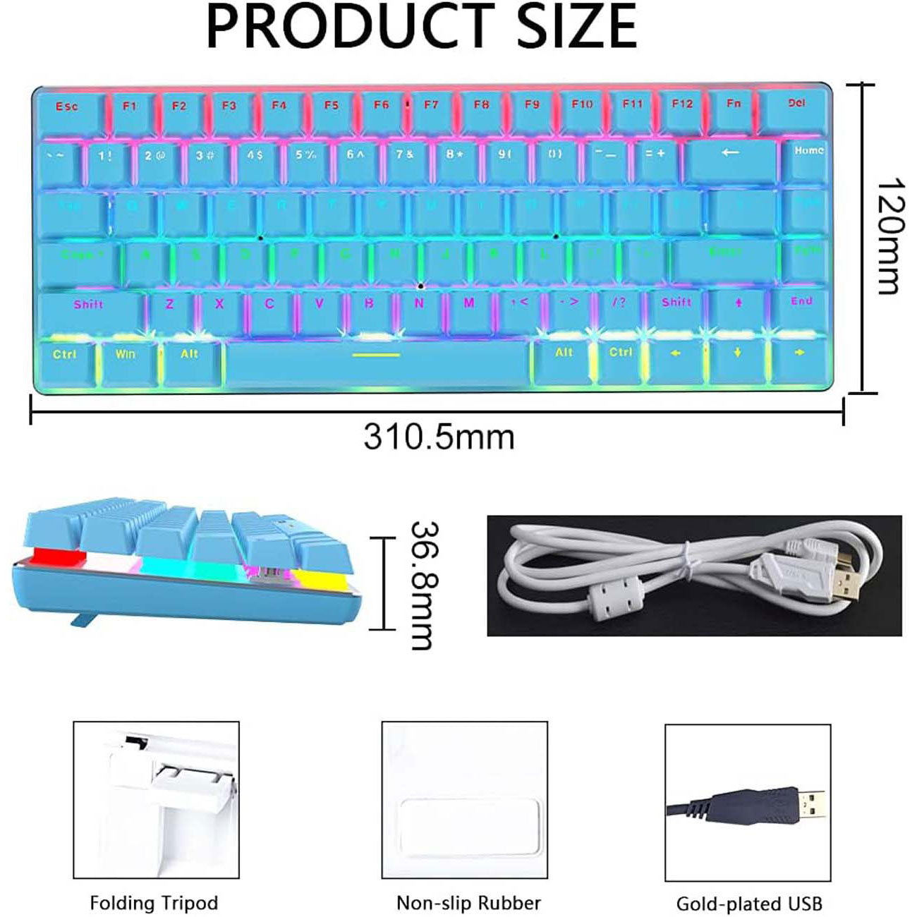 نمای اقلام کیبورد مکانیکال گیمینگ FELiCON AK33 Mechanical Gaming Keyboard with RGB Backlit