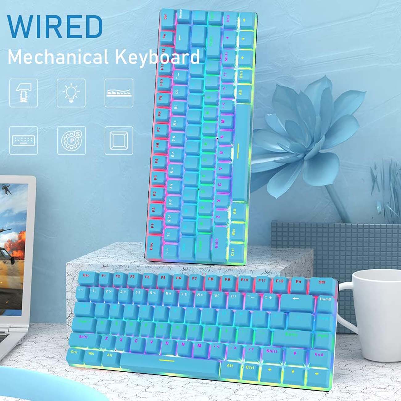 نمای کاربردی کیبورد مکانیکال گیمینگ FELiCON AK33 Mechanical Gaming Keyboard with RGB Backlit