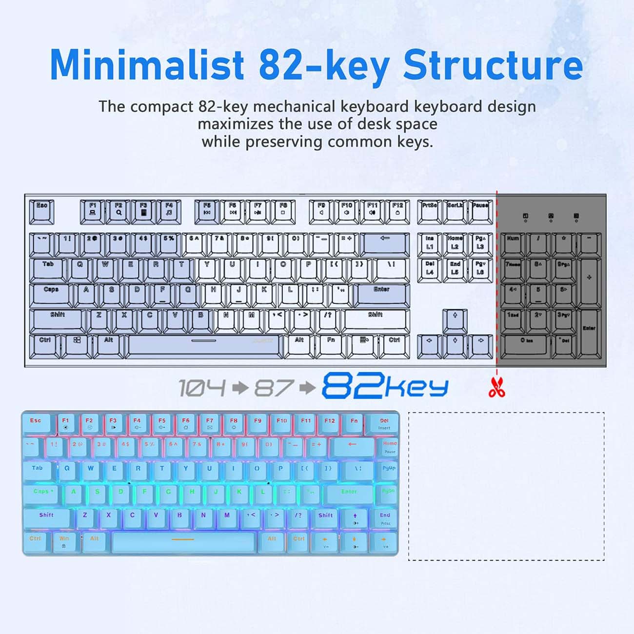 نمای توضیحات کیبورد مکانیکال گیمینگ FELiCON AK33 Mechanical Gaming Keyboard with RGB Backlit