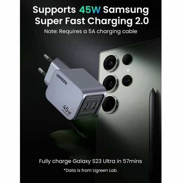 شارژر 45 وات دو پورت Ugreen 45 WX707 dual-port USB-C charger
