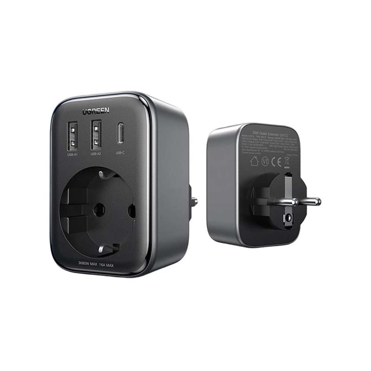 نمای کلی از محافظ و شارژر دیواری یوگرین UGREEN CD314-90613 30W Wall Charger & Outlet Extender