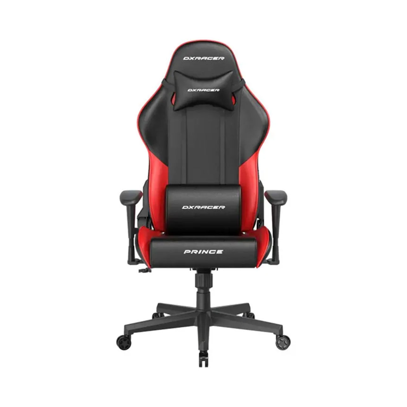 نمای روبه رو صندلی گیمینگ DXRacer Prince P132 2025 Black Red Gaming Chair