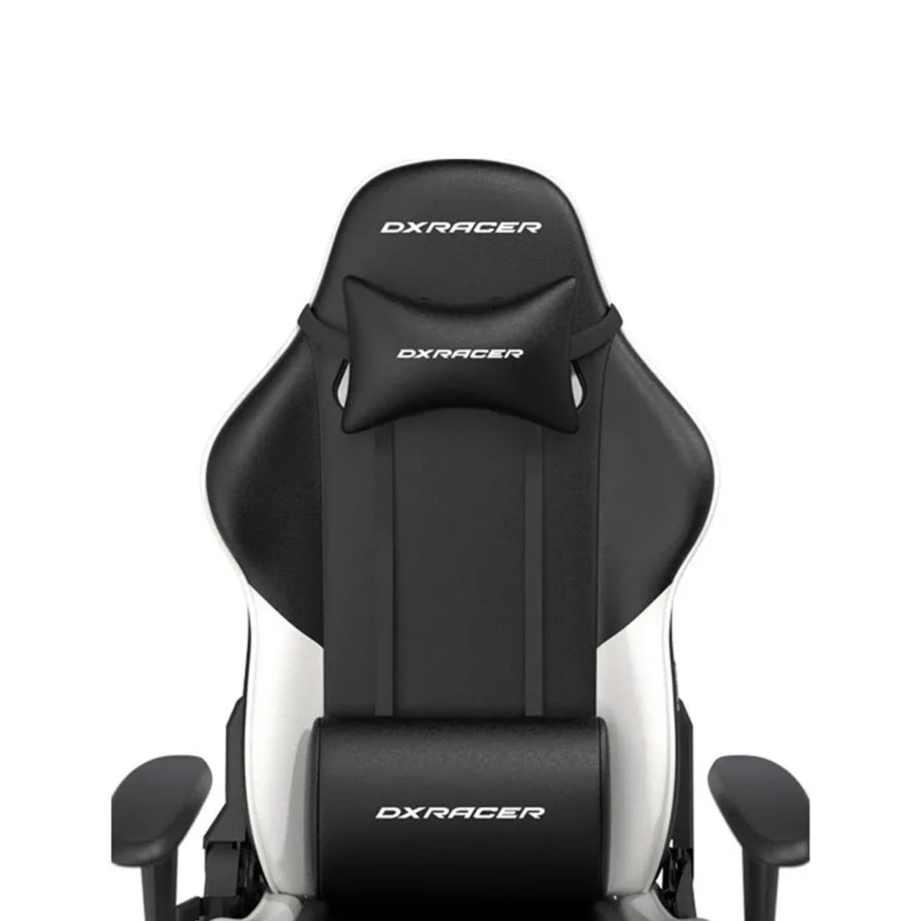 نمای روبه رو از صندلی گیمینگ DXRACER Prince P132 2025 Black White Gaming Chair