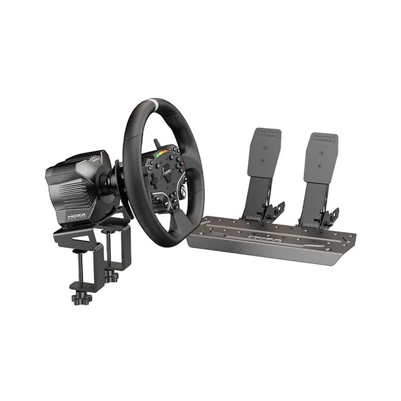 نمای جانبی از فرمان و پدال موزا MOZA R3 Racing Wheel Bundle for Xbox