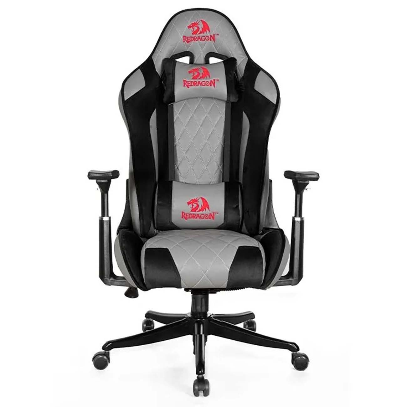 نمای روبه رو صندلی گیمینگ ردراگون طوسی Redragon C602 Pro Gaming Chair