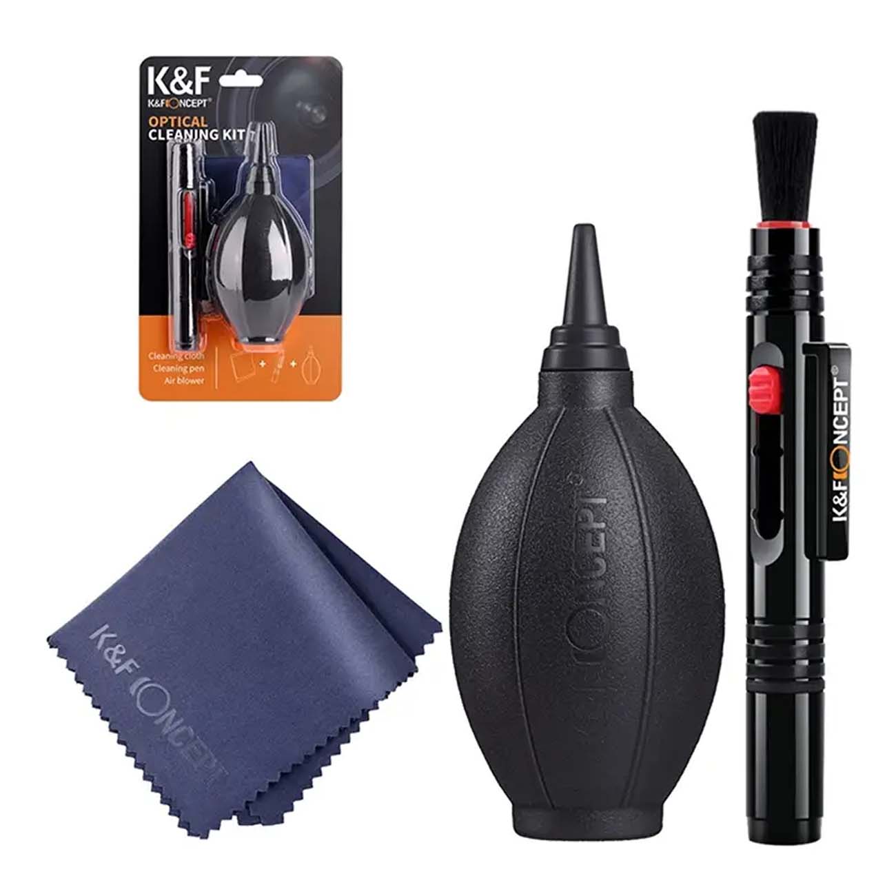 نمای اقلام کیت تمیزکننده دوربین K&F CONCEPT 3-in-1 Professional Camera Cleaning Kit
