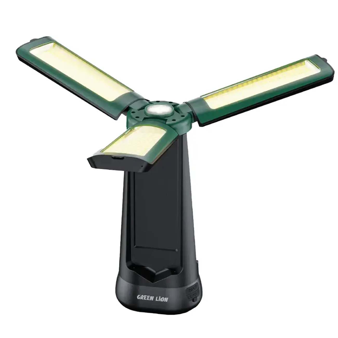 نمای روبه رو از چراغ کمپینگ شارژی گرین لاین Green Lion GNTCLEX4LM Explorer Tripod Camping Light