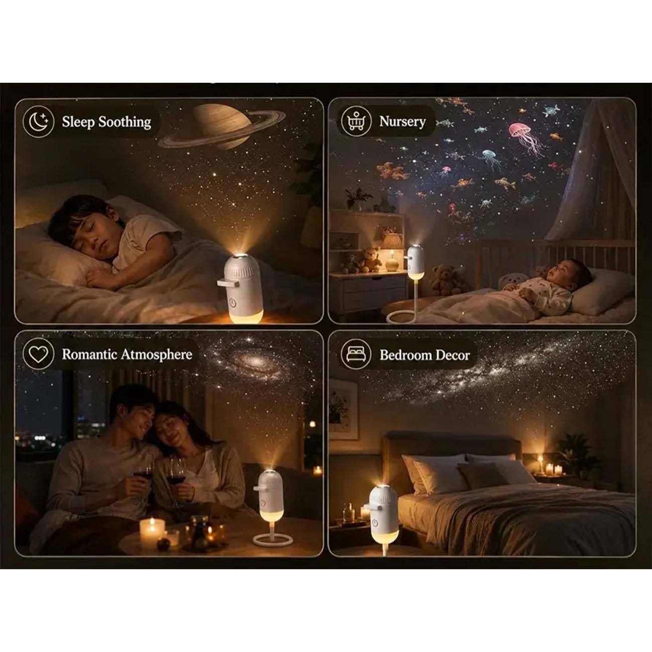 نمای کاربردی مینی چراغ کهکشانی Starry Sky USB 12 Disc Galaxy Projector Night Light