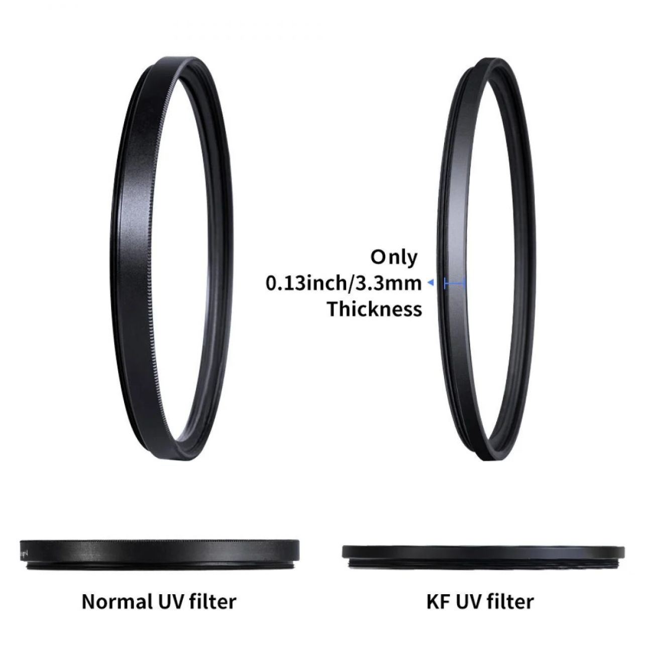 نمای مقایسه فیلتر لنز کی اند اف  K&F Concept 01.1422 52mm Slim UV Filter Lens Filter