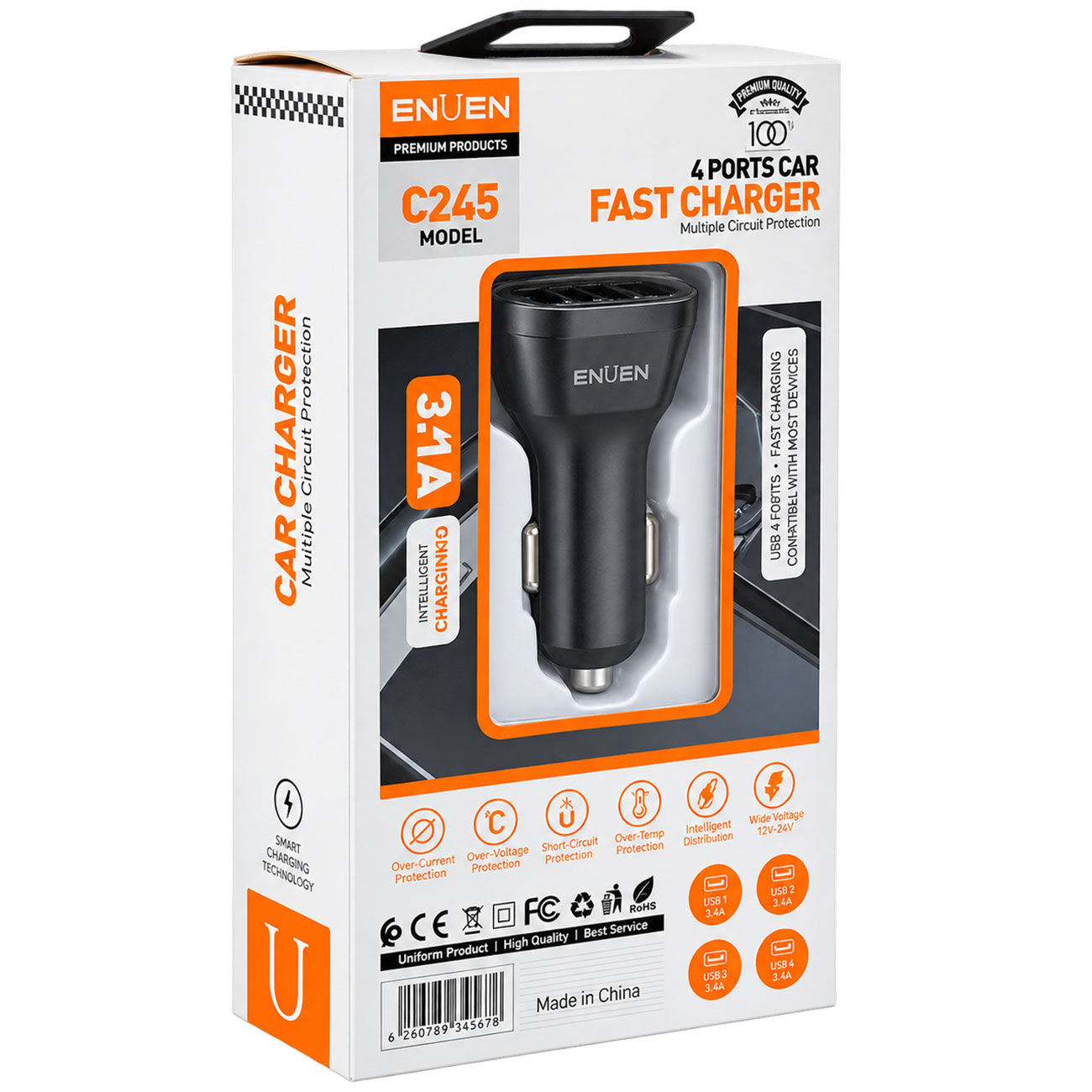 نمای جعبه شارژر فندکی انوجوی Enujoy C245 60W Car Charger