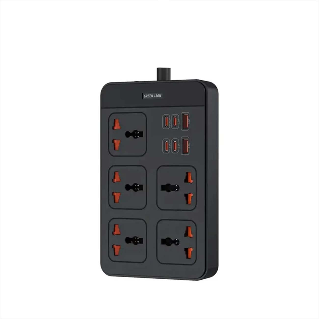 نمای روبه رو چندراهی برق و شارژر گرین لاین Green Lion GS-500 PD 20W Power Socket