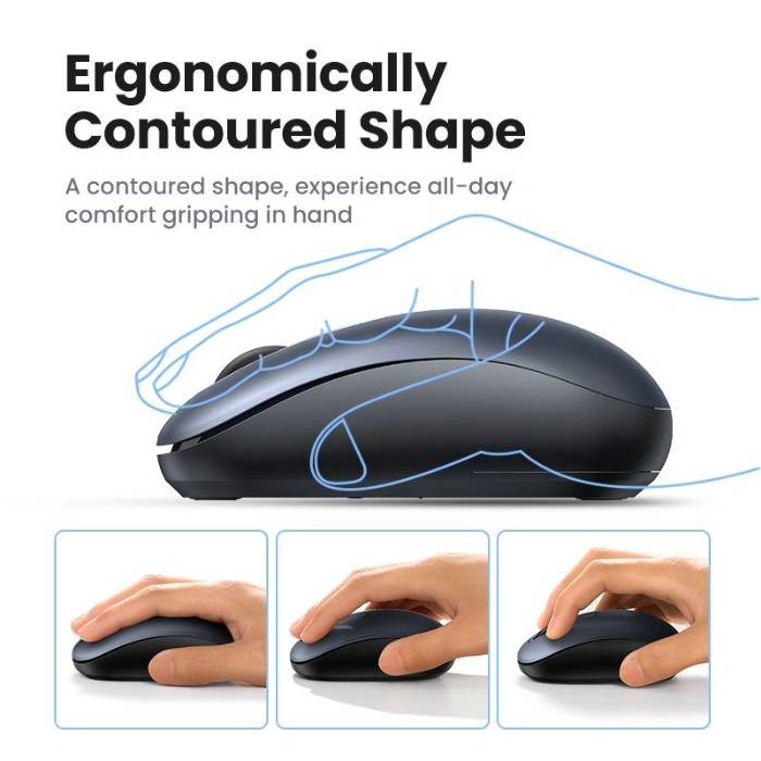 عکس از نحوه صحیح گرفتن ماوس  UGREEN MU105 2.4GHz Wireless Mouse