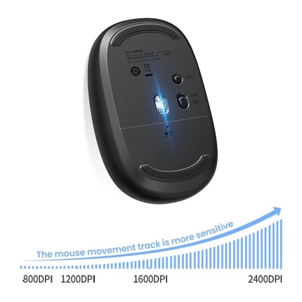 عکس از پشت ماوس مشکی  UGREEN MU105 2.4GHz Wireless Mouse