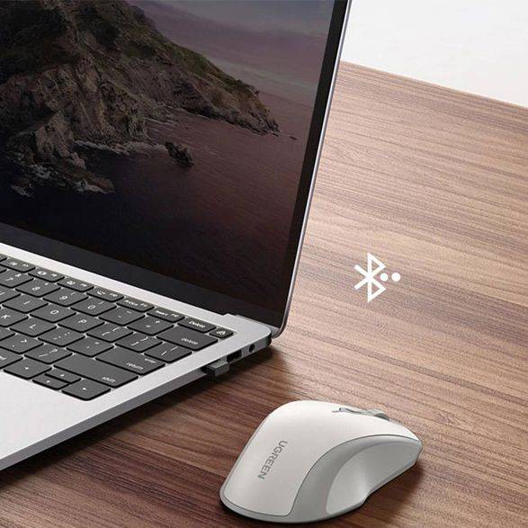 عکس از ماوس سفید UGREEN 2.4GHz MU101 Dual Mode Wireless Mouse