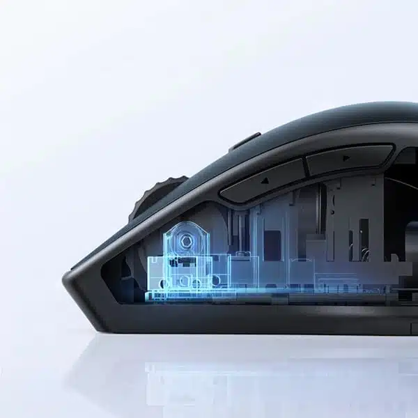 عکس از نمای بغل ماوس آبی UGREEN 2.4GHz MU101 Dual Mode Wireless Mouse