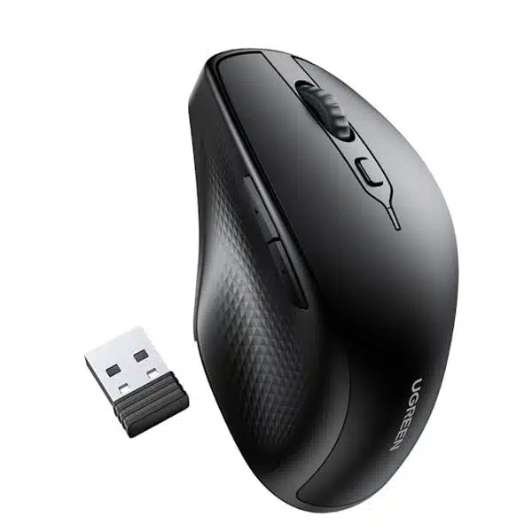 عکس از دانگل و ماوس مشکی UGREEN 2.4GHz MU101 Dual Mode Wireless Mouse
