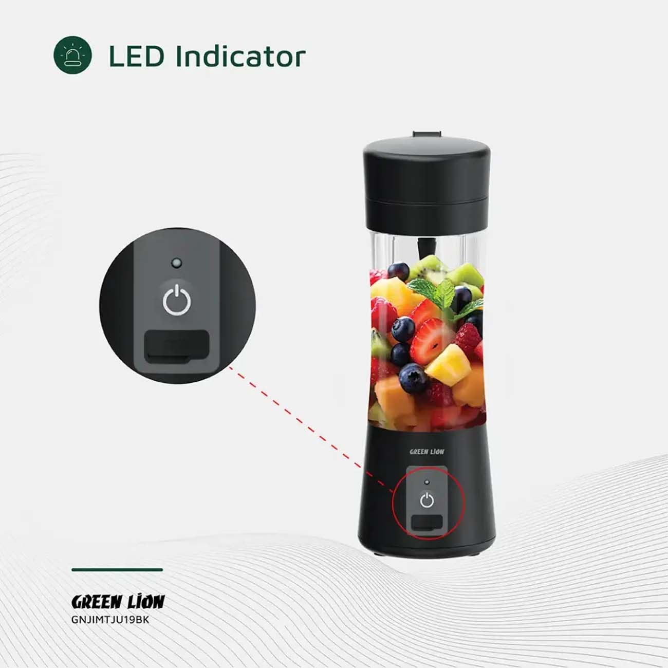 نمای توضیحات شیکر شارژی گرین لاین Green Lion 380ml Juice Mate Portable Juicer