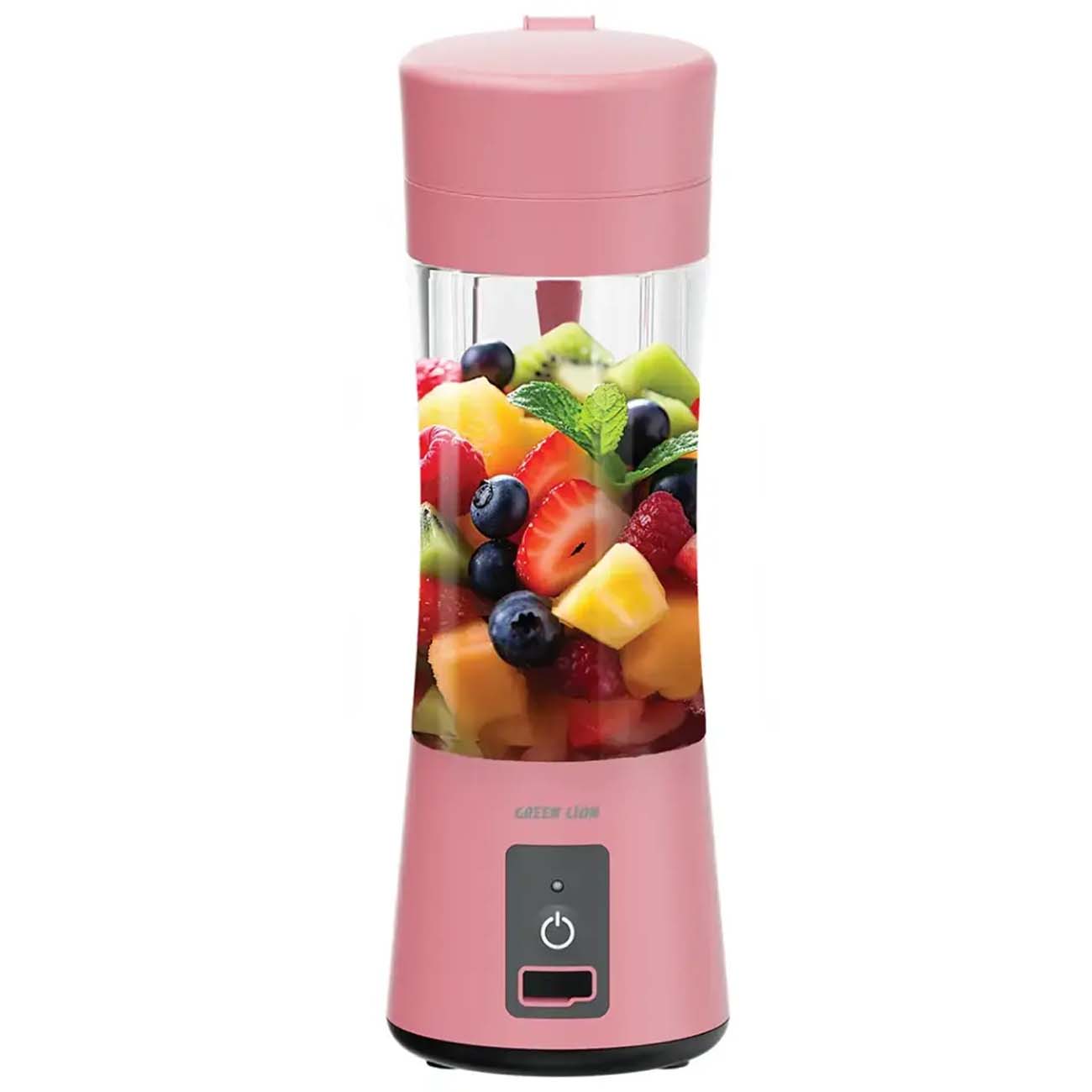 نمای روبه رو شیکر شارژی گرین لاین صورتی Green Lion 380ml Juice Mate Portable Juicer