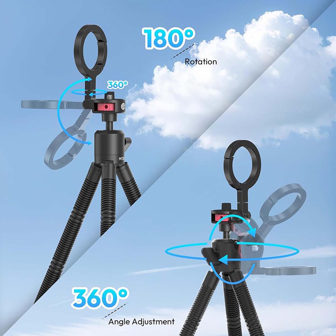 نمای کاربردی از سه‌پایه منعطف اولانزی Ulanzi MT30 Magnetic Flexible Tripod