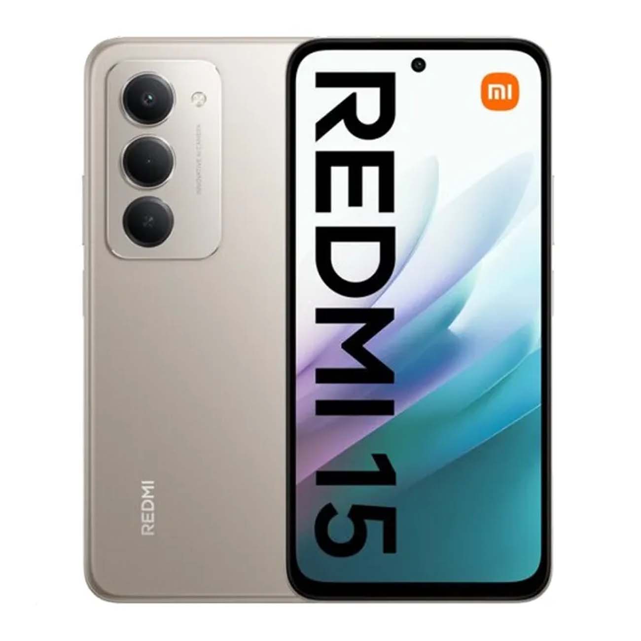 نمای روبه رو گوشی موبایل شیائومی بژ Xiaomi Redmi 15 5G 128GB 4GB Smart Phone