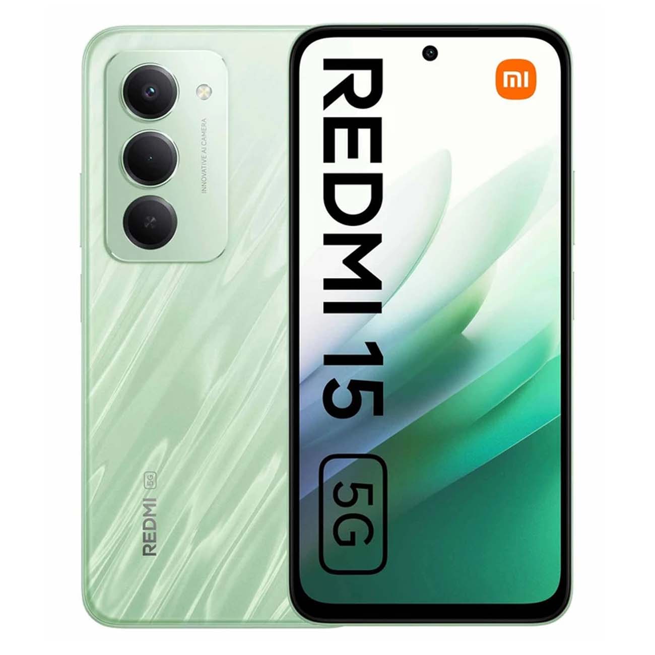 نمای روبه رو گوشی موبایل شیائومی سبز Xiaomi Redmi 15 5G 128GB 4GB Smart Phone