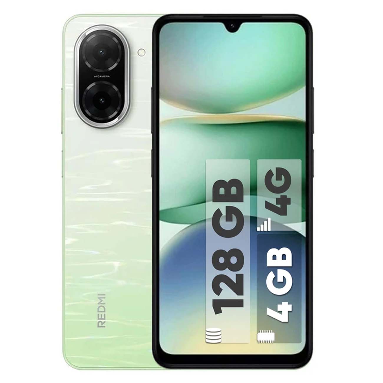 نمای روبه رو گوشی موبایل شیائومی سبز Xiaomi Redmi A5 Dual SIM 128GB 4GB RAM Mobile Phone With Charge