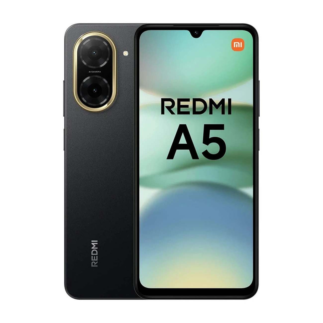 نمای روبه رو گوشی موبایل شیائومی مشکی Xiaomi Redmi A5 Dual SIM 128GB 4GB RAM Mobile Phone With Charg