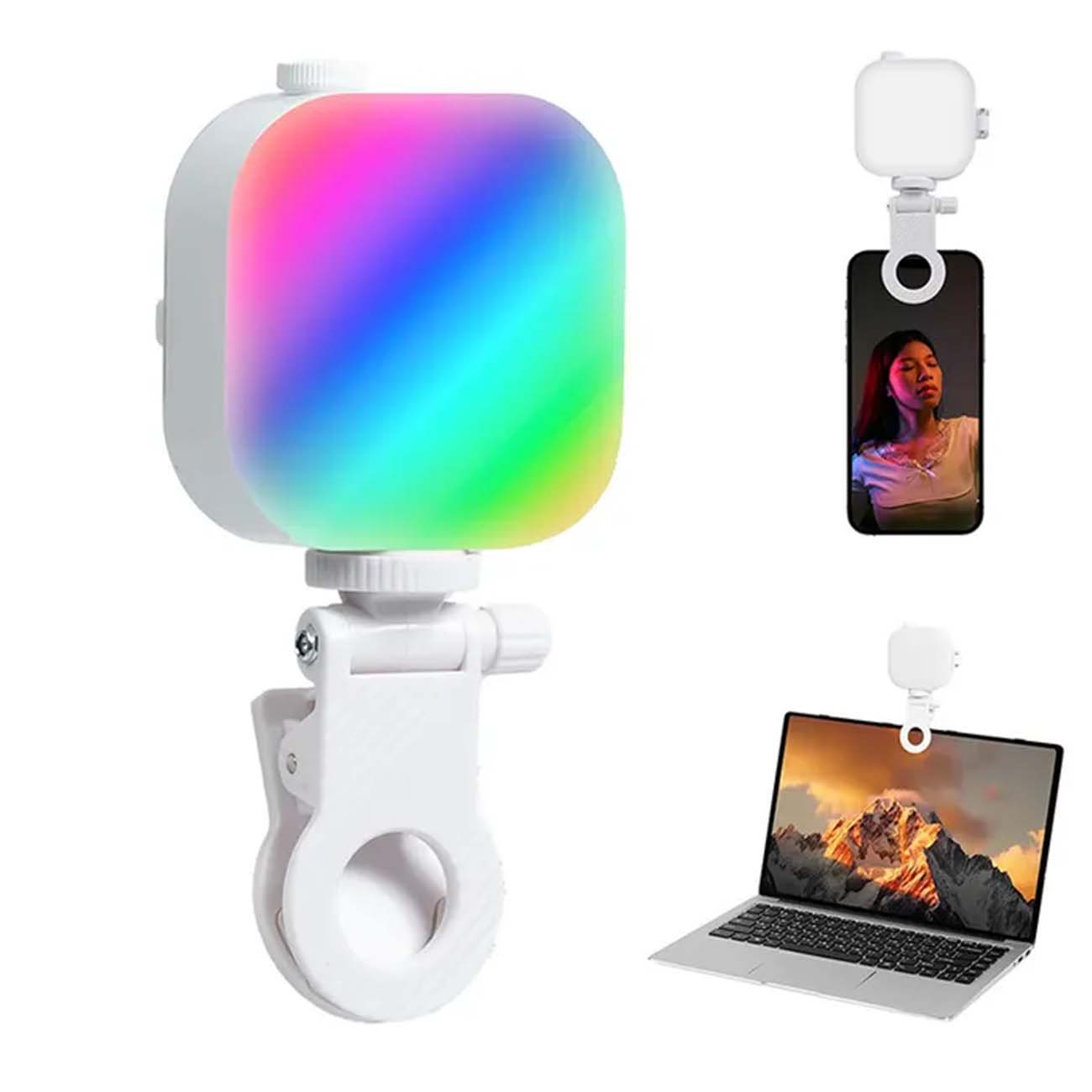 گوشی و لپتاپ با چراغ ال ای دی موبایل تلسین Telesin P5-BGD-03 Mobile LED Light
