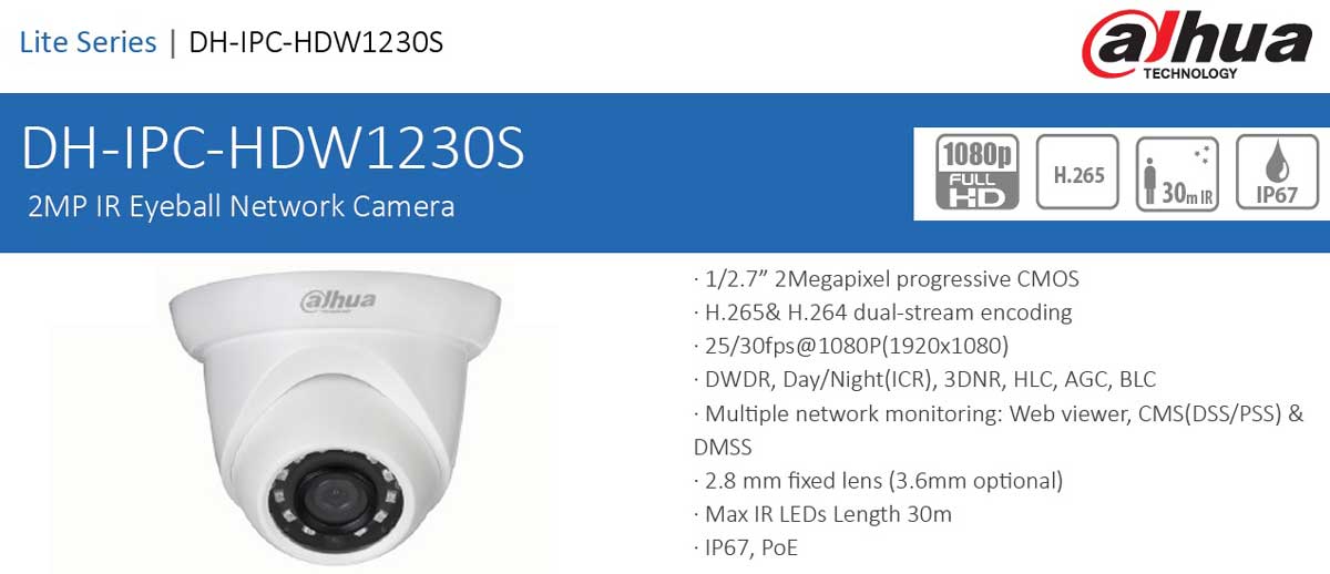 DH-IPC-HDW1230SP مشخصات فنی دوربین مداربسته تحت شبکه داهوا مدل