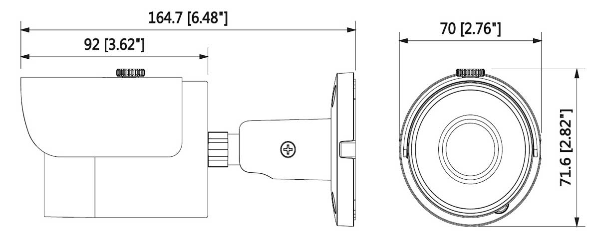 ابعاد دوربین مداربسته تحت شبکه داهوا مدل 1431