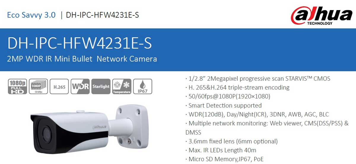 دوربین مداربسته تحت شبکه داهوا مدل 4231