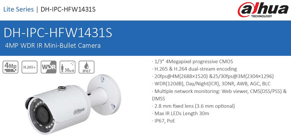 دوربین مداربسته تحت شبکه داهوا مدل 1431