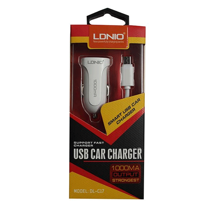 شارژر فندکی LDNIO DL-C17 1A دارای یک کابل اندروید می باشد و به راحتی می توانید گوشی موبایل خود را در ماشین شارژ کنید.خرید از نورنگار