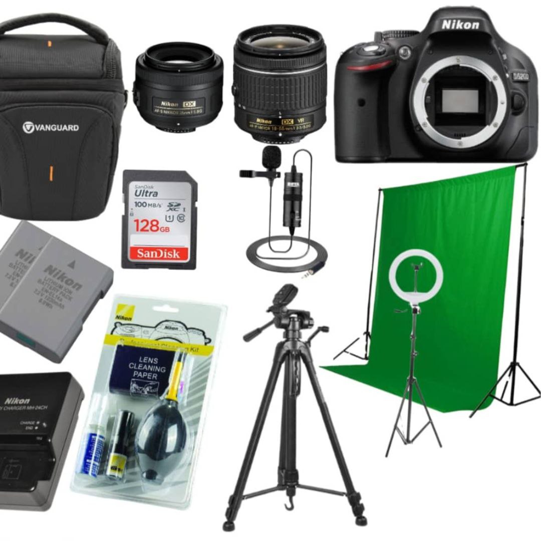 پکیج کامل دوربین عکاسی نیکون دست دوم Nikon D5200‌ Kit 18-55mm f/3.5-5.6G VR AF-S DX+Nikon AF-S DX NIKKOR 35mm f/1.8G(شات 5000)