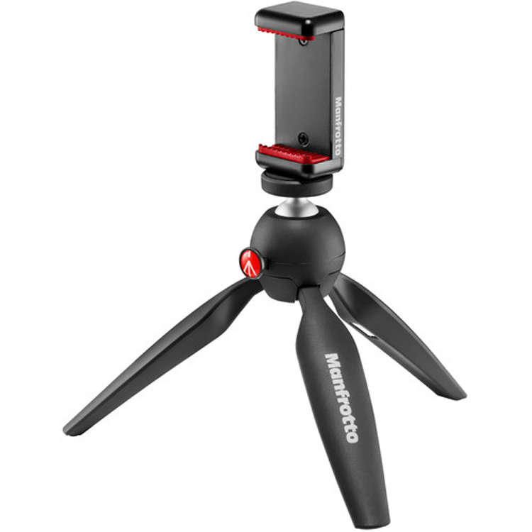 سه پایه Manfrotto pixi mini ساخت شرکت مانفروتو از جنس استیل و پلیمر می باشد.مناسب برای موبایل به عنوان یک پایه رومیزی برای موبایل