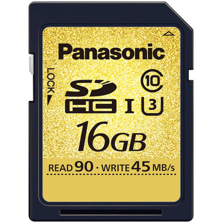 کارت حافظه پاناسونیک 16GB UHS-I SDHC کارت دارای 16 گیگابایت فضای ذخیره سازی و ویژگی های خاص مانند نوشتن داده های هوشمند است.