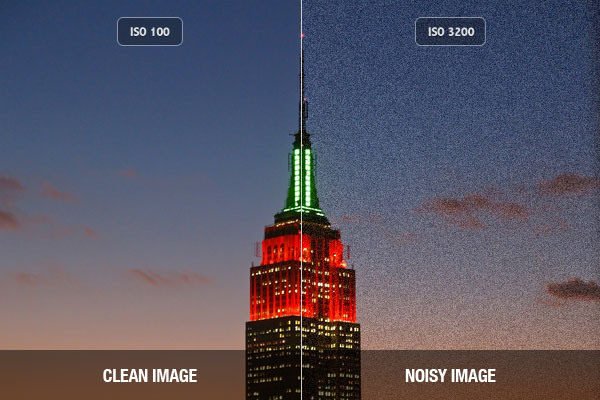 مقایسه یک تصویر در عکسبرداری با حالت نویز و معمولی