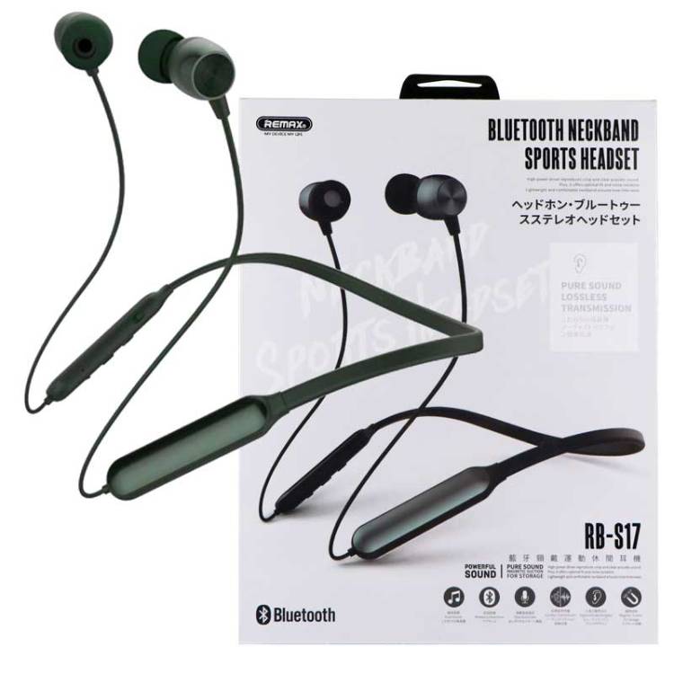 هندزفری بلوتوث دور گردنی Remax RB-S17 Bluetooth Handsfree این هندزفری از ریمکس دارای مگنت در دو سر گوشی و امکان کم و زیاد کردن صدا و کنترل موسیقی را دارد.