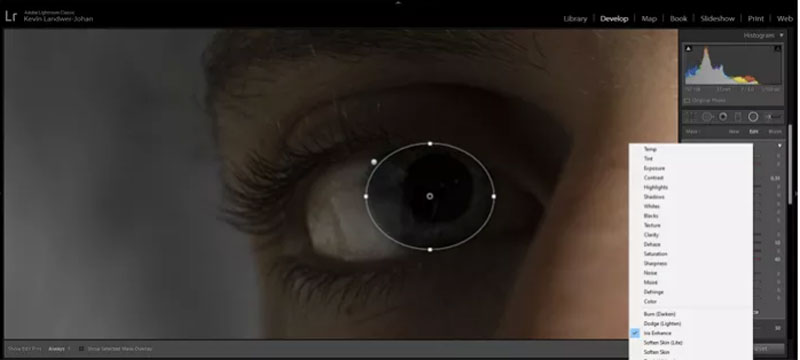 زیبا کردن چشم در لایت روم