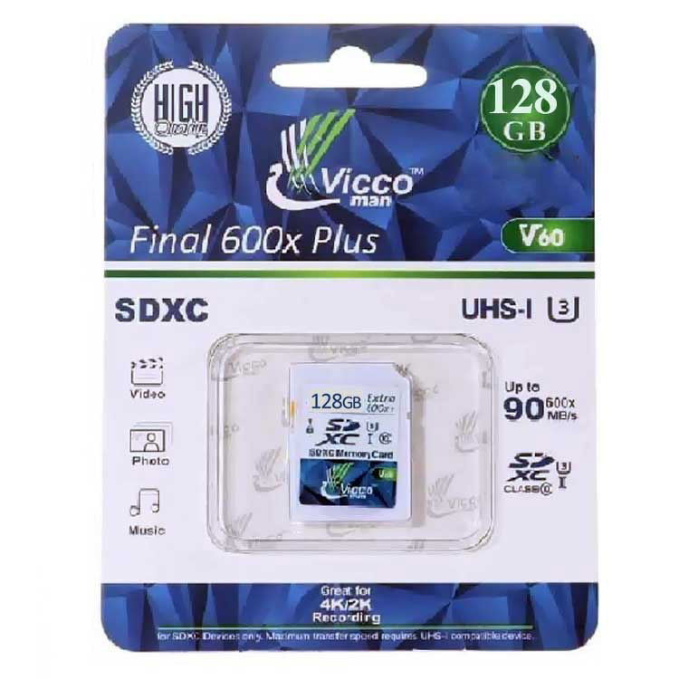 کارت حافظه ویکومن Vicco Man SD 90mb/s 600X 128GB